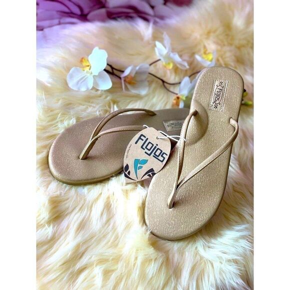Flojos Shoes - Flojos Gold Sparkle Flip flop Sandals